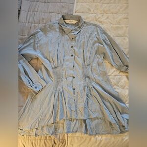 Peace Love World Light Blue Cambray Button-Up Shirt Size M